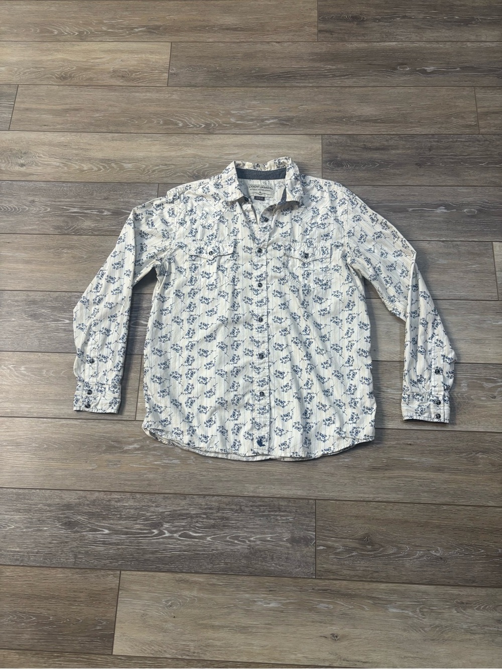 Cody James Western Shirt Sz M Pearl Snap Floral Cowboy Rodeo Country Farm Barn